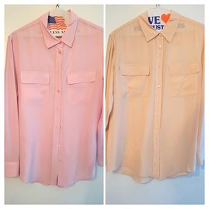 2 Equipment Slim Signature Silk shirt blouses size S pink & peach 🍑